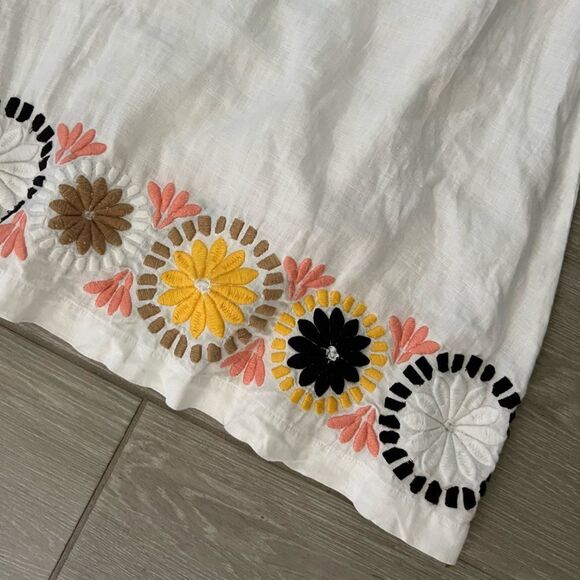 Diane Von Furstenberg Y2K White 100% Linen Embroidered Halter Dress Size Medium - Picture 3 of 6